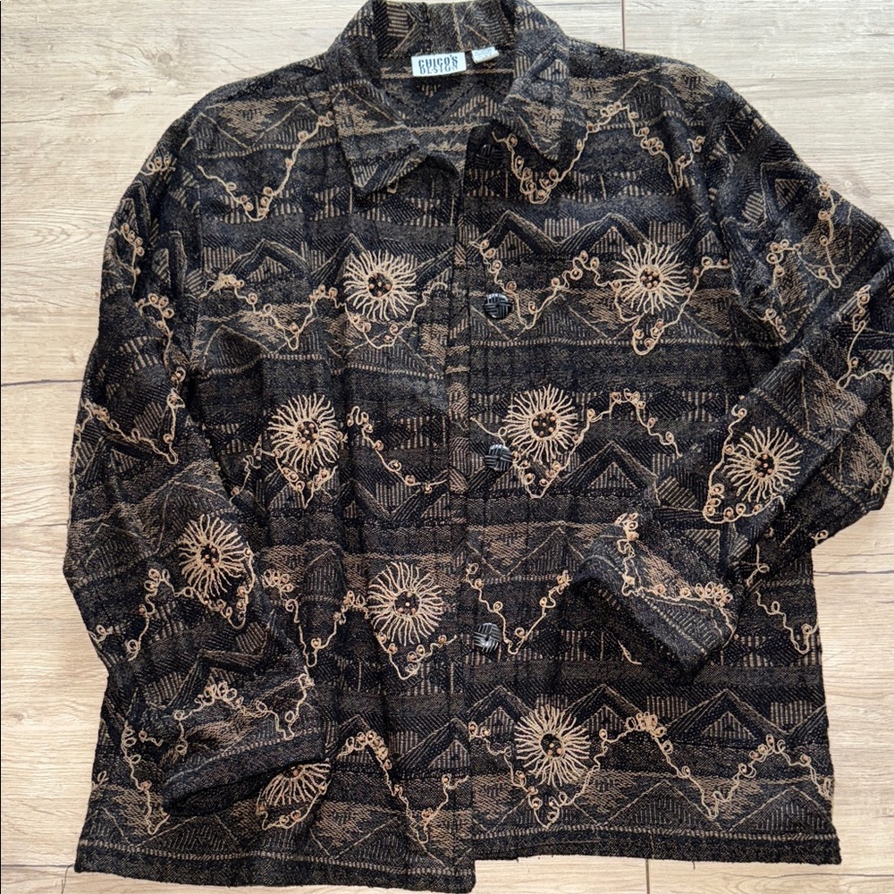 Chico's Black and Beige Patterned Jacket